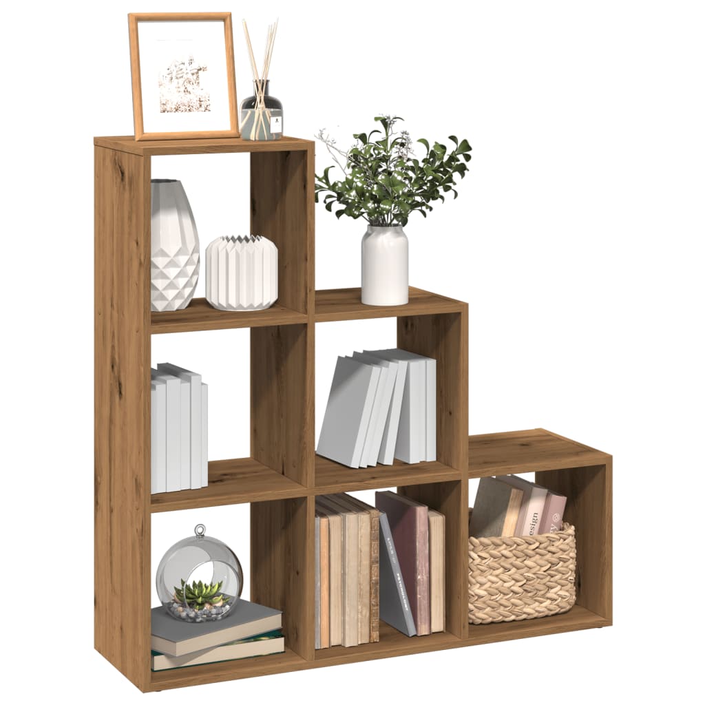 bogreol/rumdeler 99x29x99 cm 3 niveauer konstrueret træ kunsteg billede