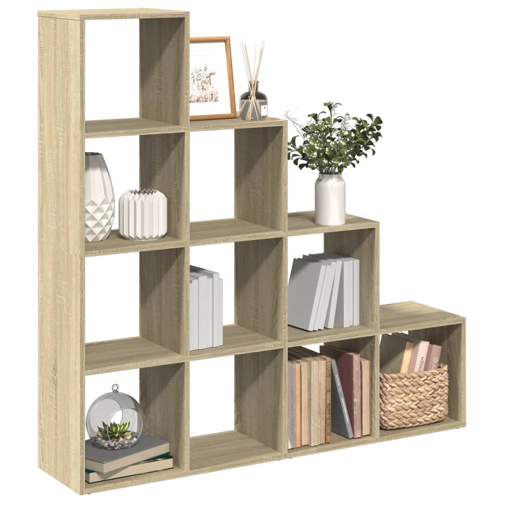 bogreol/rumdeler 131,5x29x131,5 cm konstrueret træ sonoma-eg billede