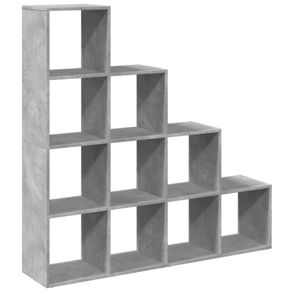 bogreol/rumdeler 131,5x29x131,5 cm konstrueret træ betongrå billede