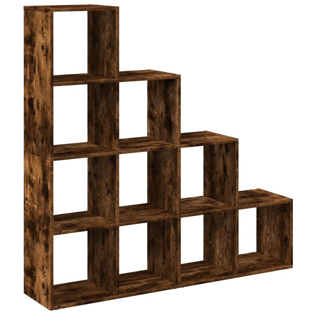 bogreol/rumdeler 131,5x29x131,5 cm konstrueret træ røget eg billede