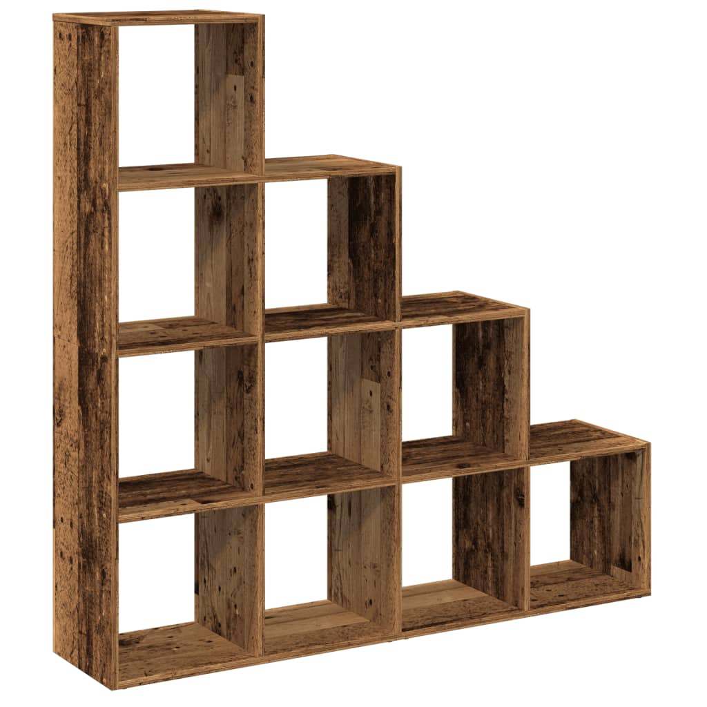 bogreol/rumdeler 131,5x29x131,5 cm konstrueret træ antikt træ billede