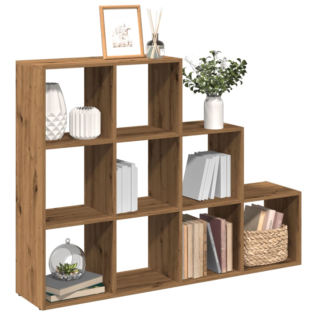 Bogreol/rumdeler i kunsteg - 9 kuber, trappedesign 137,5×29×103,5 cm