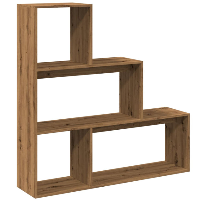 bogreol/rumdeler 123x29x123cm 3niveauer konstrueret træ kunsteg