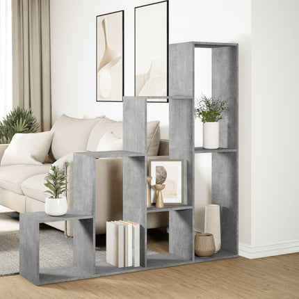 bogreol/rumdeler 143,5x29x143,5 cm konstrueret træ betongrå