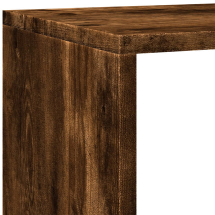 bogreol/rumdeler 143,5x29x143,5 cm konstrueret træ røget eg