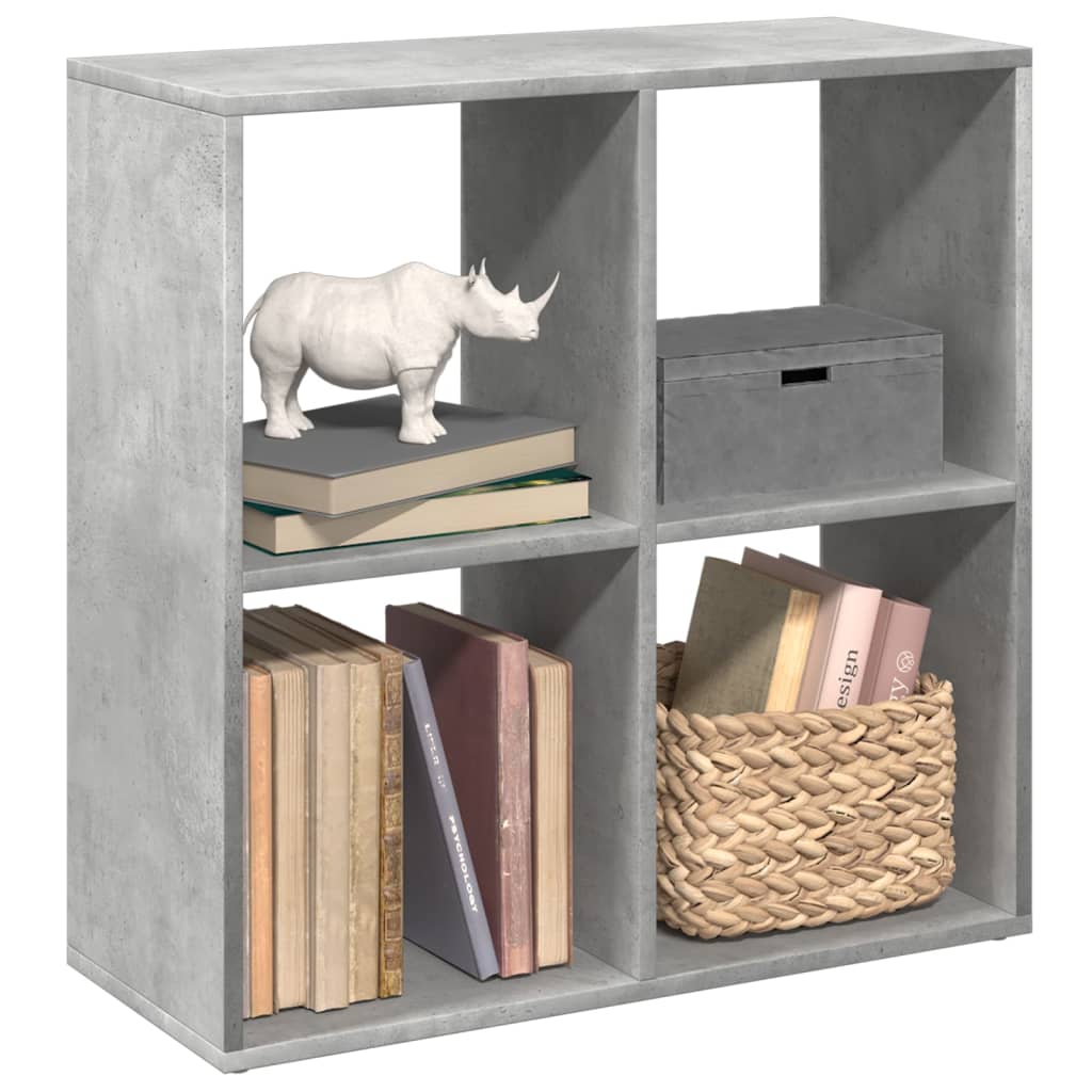 Bogreol/rumdeler med 4 kuber 69,5×29×69,5 cm - betongrå konstrueret træ