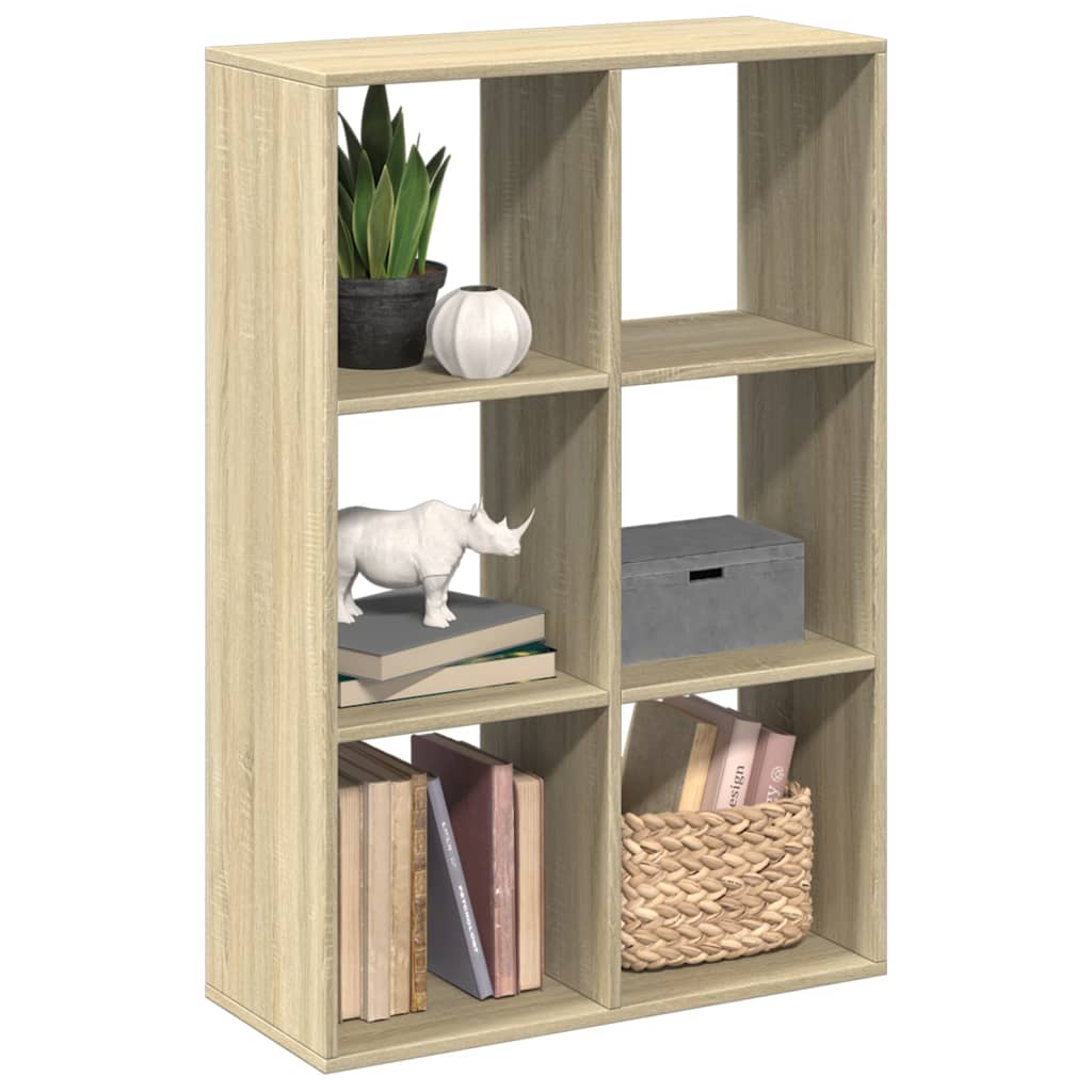Bogreol/rumdeler - 69,5 × 29 × 103,5 cm i sonoma-eg, konstrueret træ
