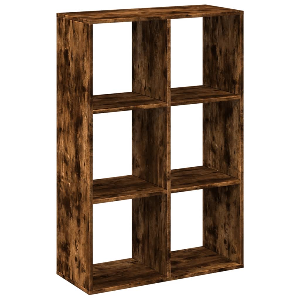 bogreol/rumdeler 69,5x29x103,5 cm konstrueret træ røget eg billede