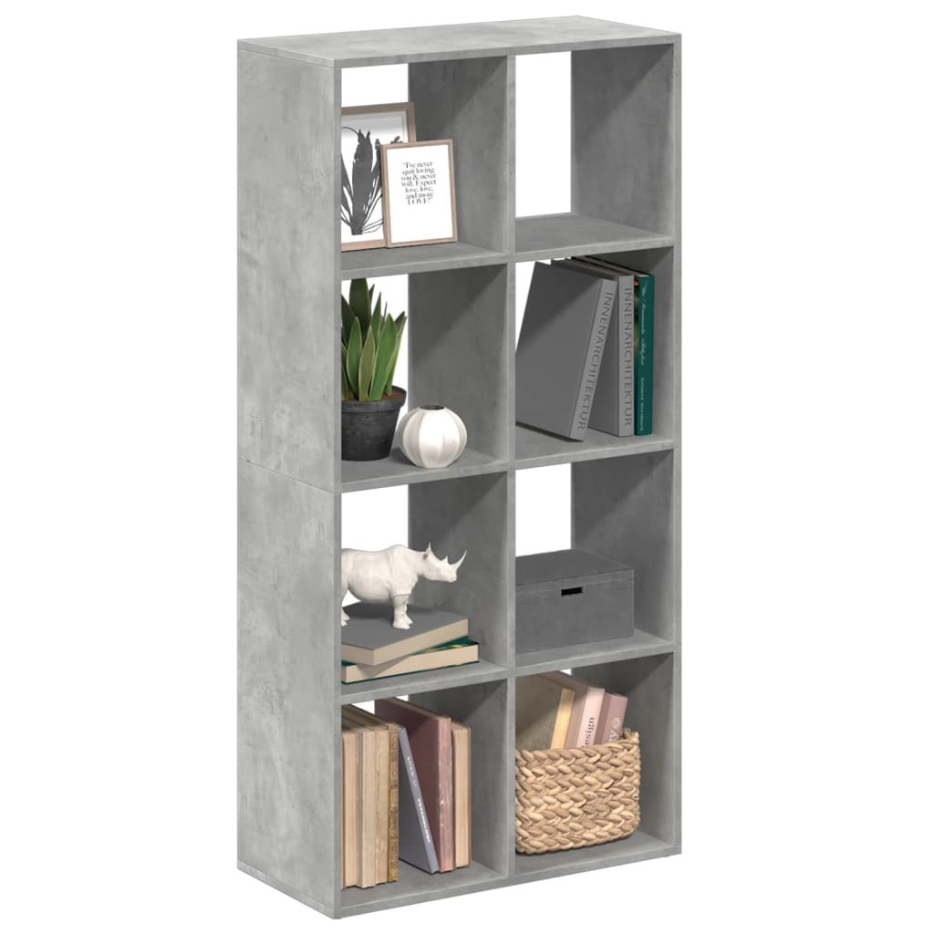 Bogreol/rumdeler - 69,5×29×137,5 cm i konstrueret træ, betongrå
