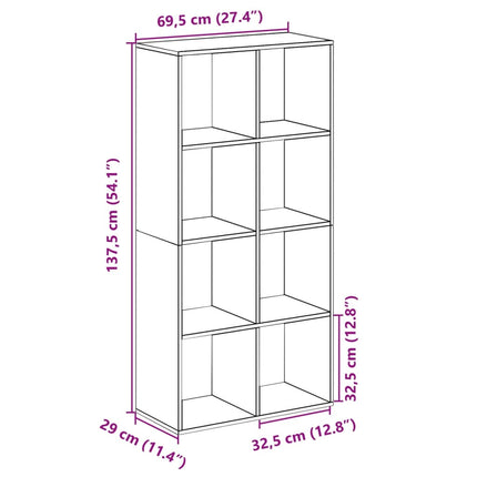 bogreol/rumdeler 69,5x29x137,5 cm konstrueret træ grå sonoma-eg