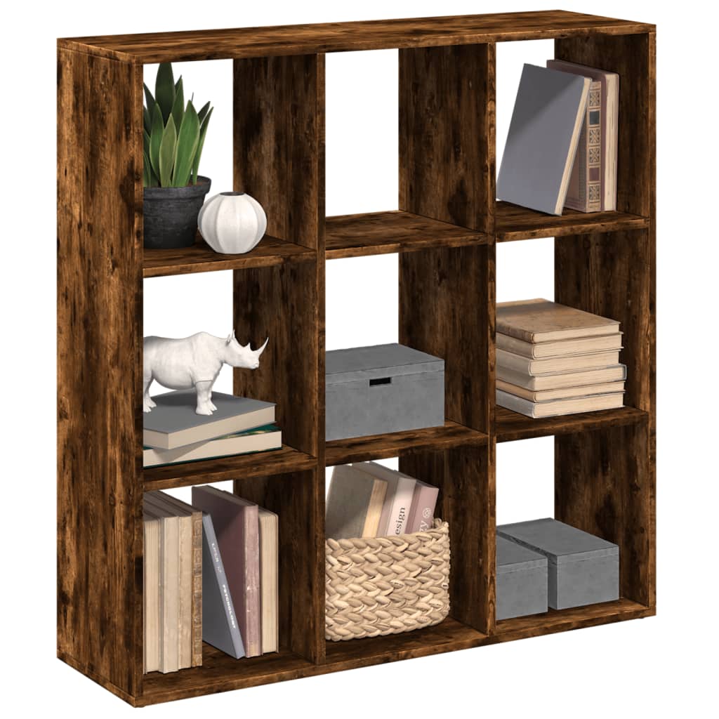 bogreol/rumdeler 102x29x103,5 cm konstrueret træ røget eg billede