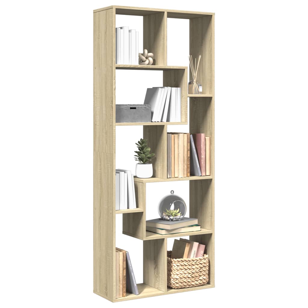 Bogreol/rumdeler 67×25×161,5 cm i konstrueret træ - sonoma-eg