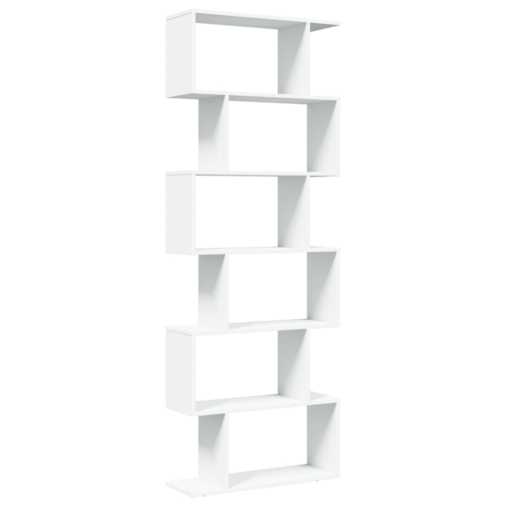bogreol/rumdeler 70x24x193 cm 6 niveauer konstrueret træ hvid billede