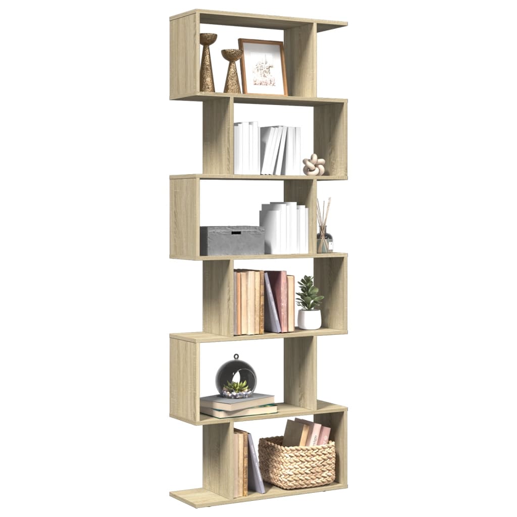 bogreol/rumdeler 70x24x193 cm 6 niveauer konstrueret træ billede