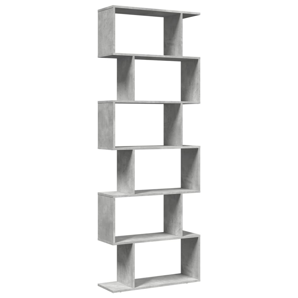 bogreol/rumdeler 70x24x193cm 6niveauer konstrueret træ betongrå billede