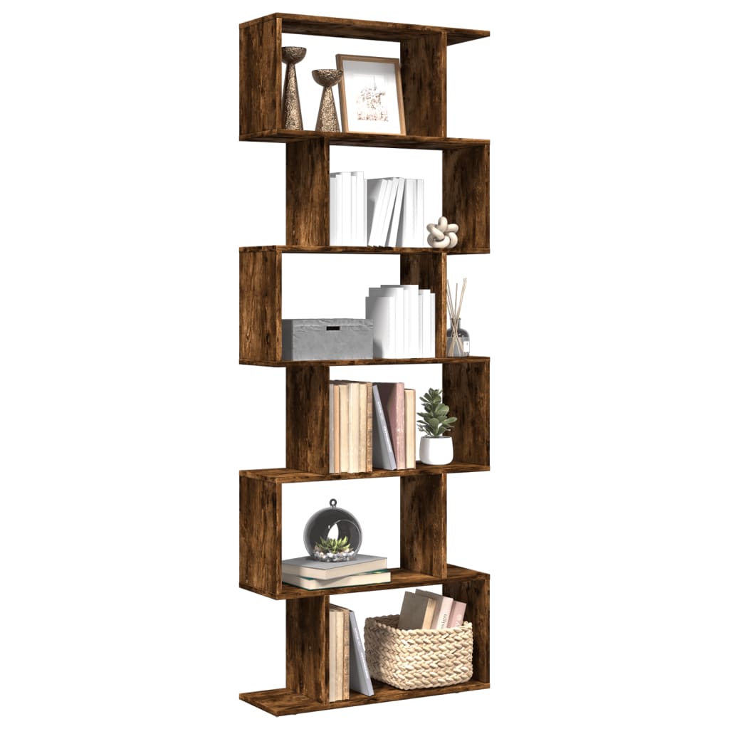 bogreol/rumdeler 70x24x193 cm 6 niveauer konstrueret træ billede
