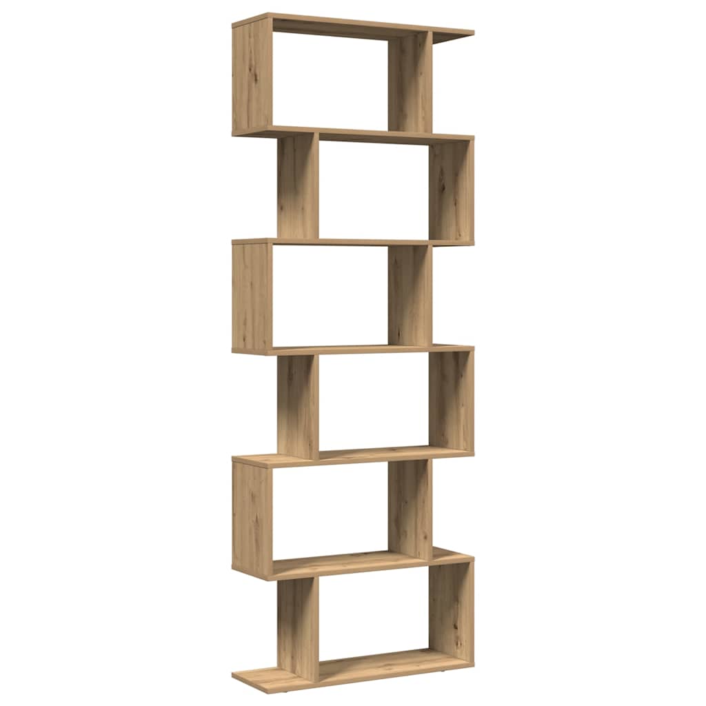 bogreol/rumdeler 70x24x193cm 6 niveauer konstrueret træ kunsteg billede