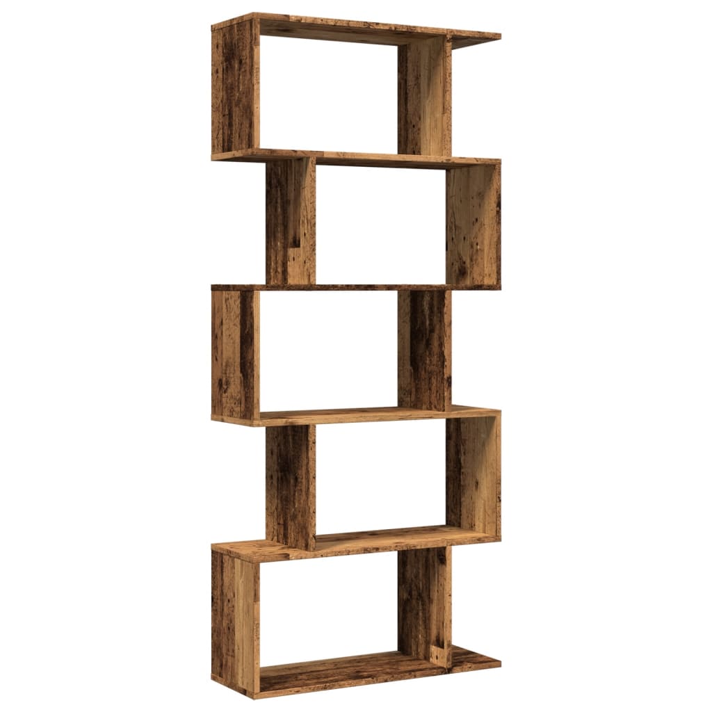 bogreol/rumdeler 70x24x161 cm 5 niveauer konstrueret træ billede