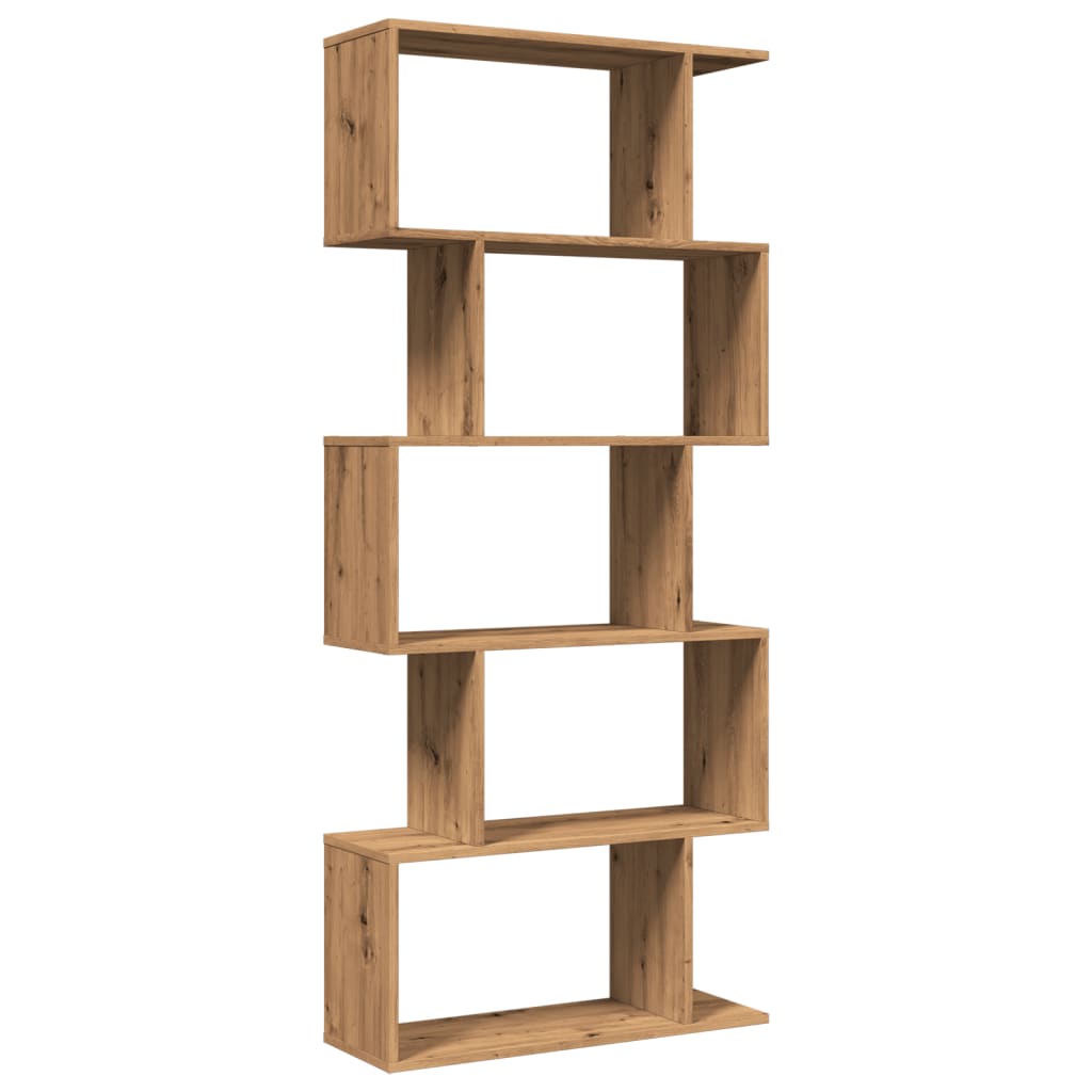 bogreol/rumdeler 70x24x161cm 5 niveauer konstrueret træ kunsteg billede