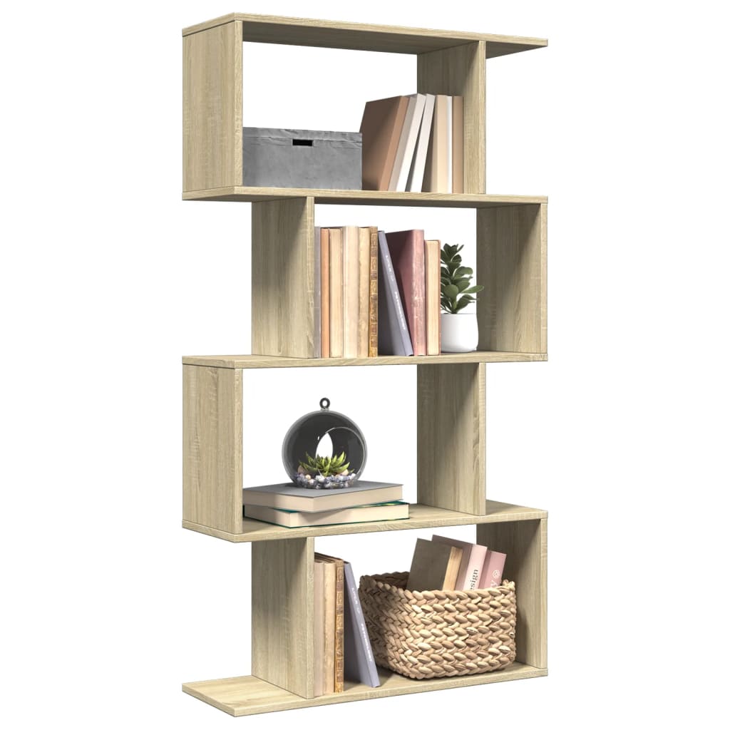 bogreol/rumdeler 70x24x129 cm 4 niveauer konstrueret træ billede