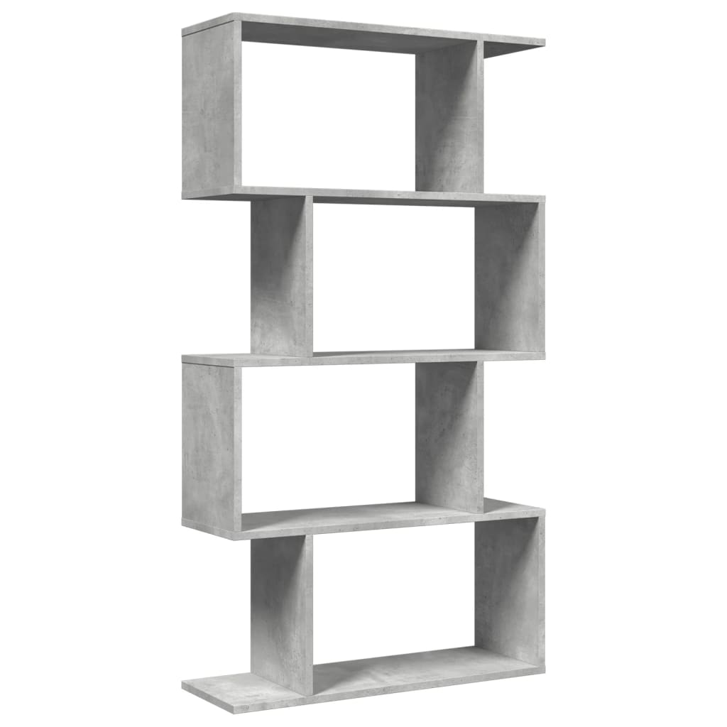 bogreol/rumdeler 70x24x129cm 4niveauer konstrueret træ betongrå billede