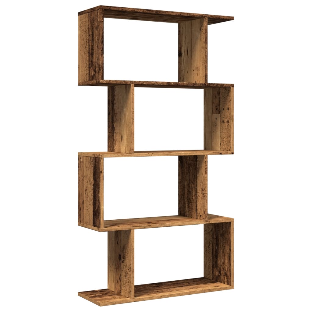 bogreol/rumdeler 70x24x129 cm 4 niveauer konstrueret træ billede
