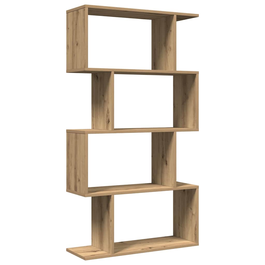 bogreol/rumdeler 70x24x129cm 4 niveauer konstrueret træ kunsteg billede