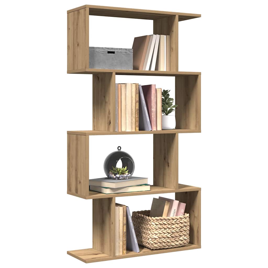bogreol/rumdeler 70x24x129cm 4 niveauer konstrueret træ kunsteg billede