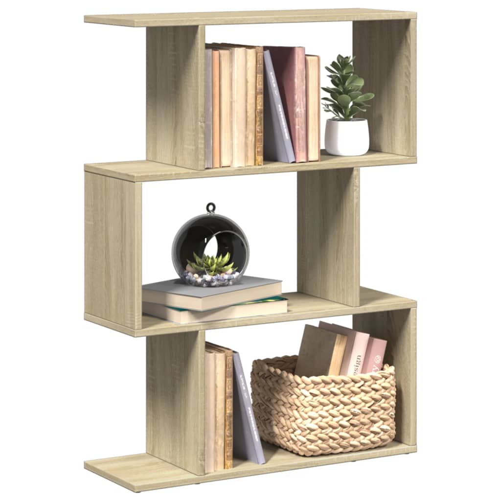 bogreol/rumdeler 70x24x97cm 3niveauer konstrueret træ sonoma-eg billede