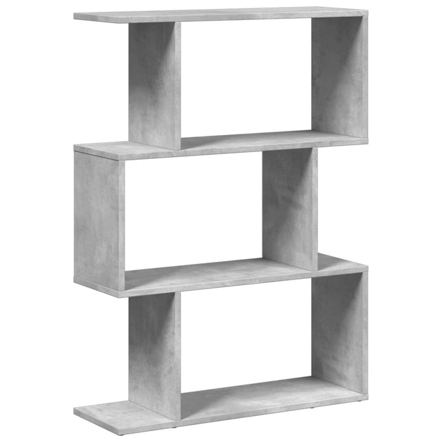 bogreol/rumdeler 70x24x97 cm 3niveauer konstrueret træ betongrå