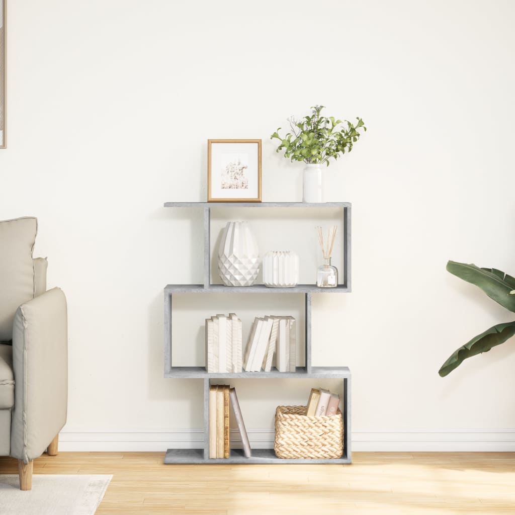 bogreol/rumdeler 70x24x97 cm 3niveauer konstrueret træ betongrå