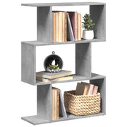 bogreol/rumdeler 70x24x97 cm 3niveauer konstrueret træ betongrå
