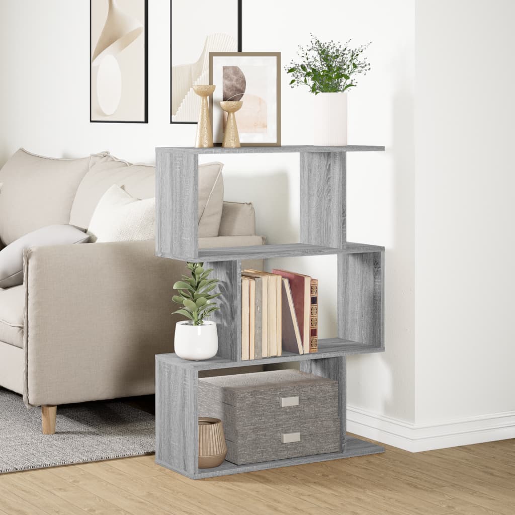 bogreol/rumdeler 70x24x97 cm 3 niveauer konstrueret træ
