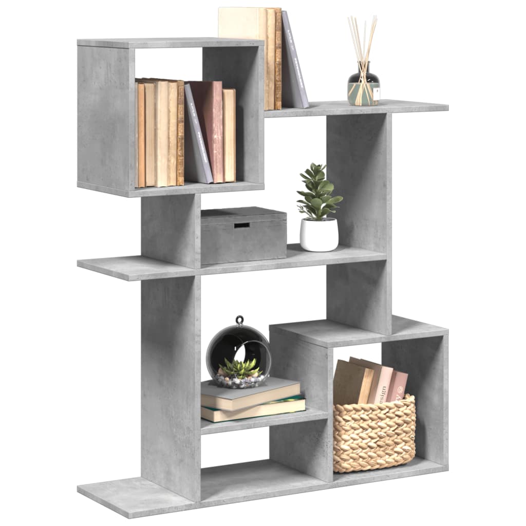 Bogreol og rumdeler 92 x 29 x 112 cm i konstrueret træ - betongrå