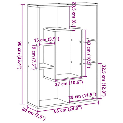 bogreol hvid 63x20x90 cm konstrueret træ