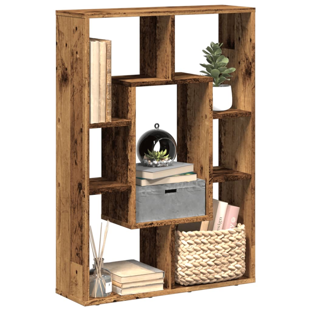 Bogreol 63×20×90 cm i konstrueret træ - antikt træ, geometrisk reolsystem