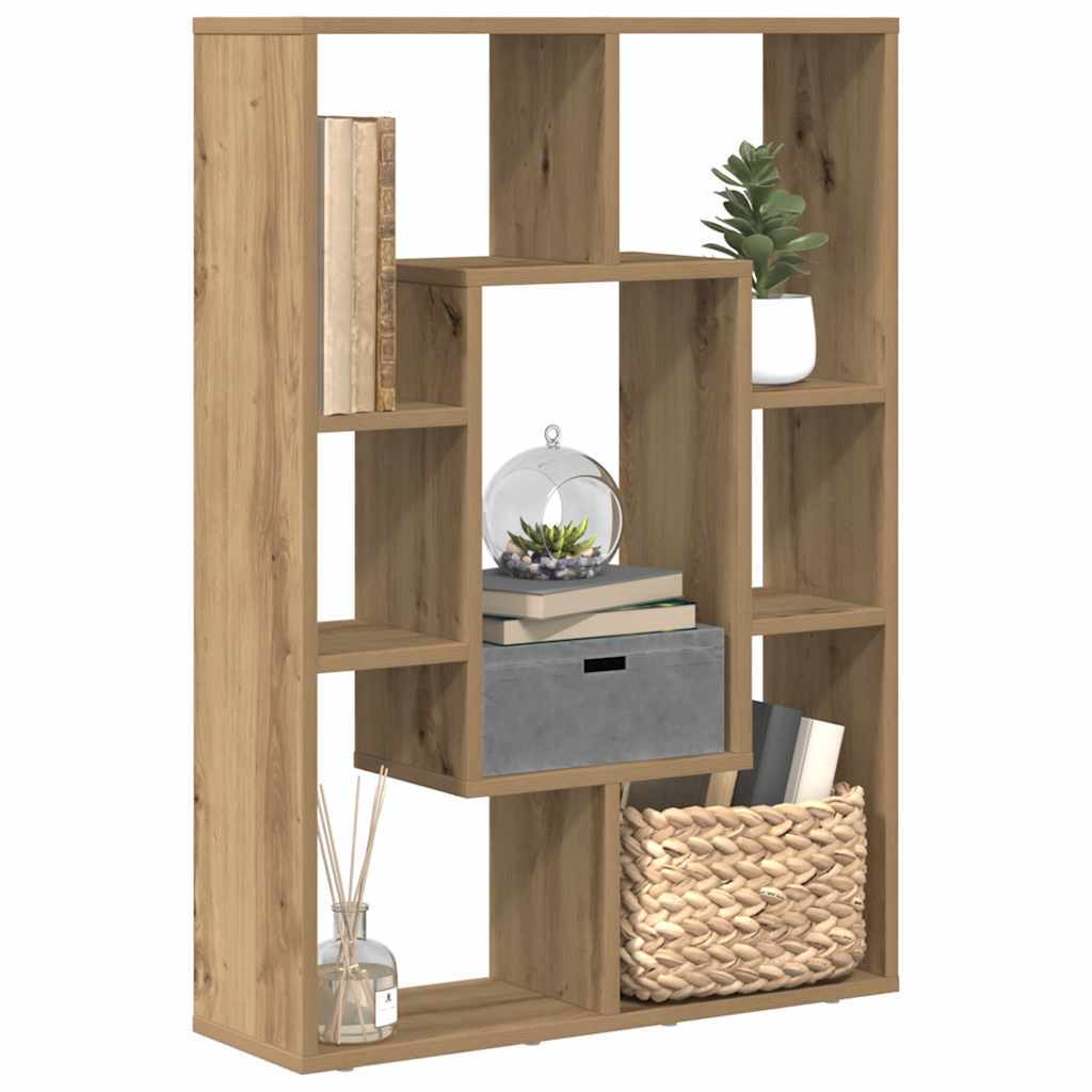 Bogreol i konstrueret træ 63×20×90 cm - egetræsfarve