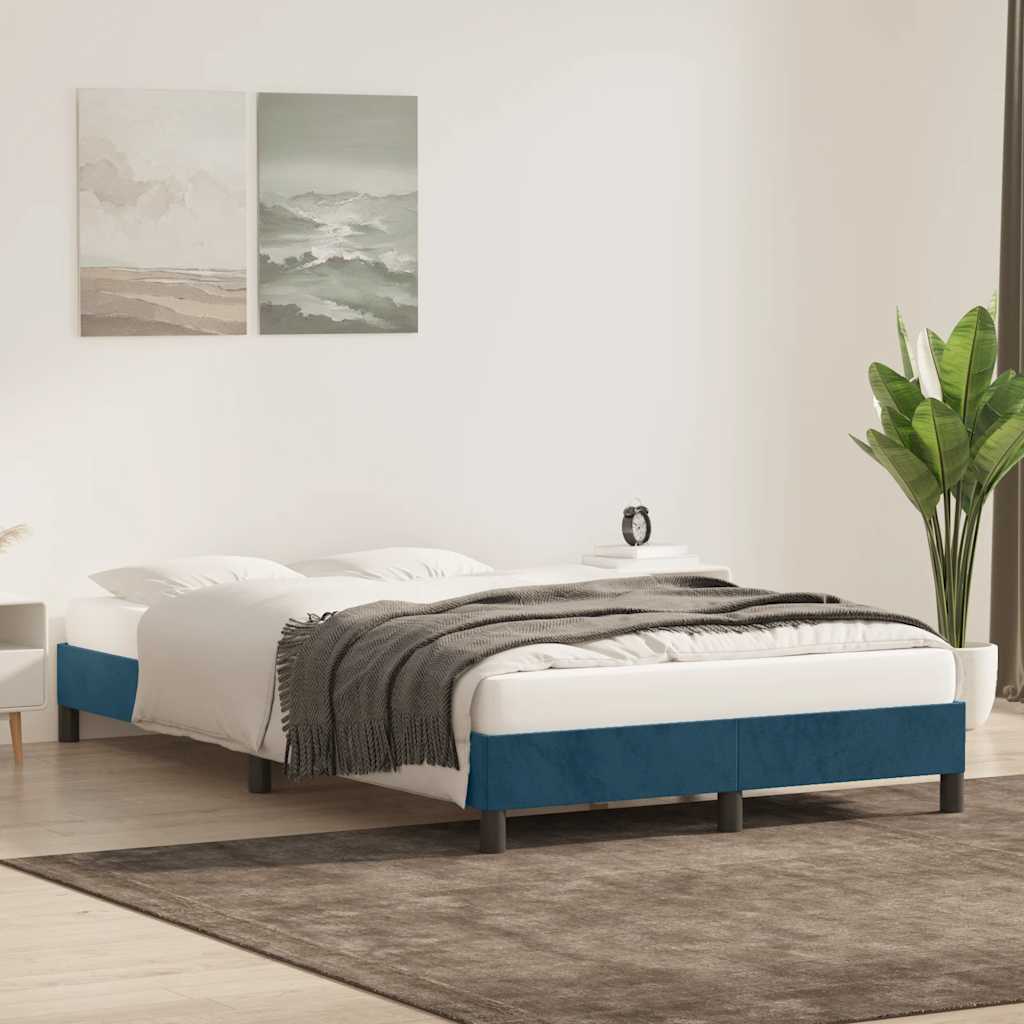 sengeramme uden madras 120x210 cm fløjl mørkeblå