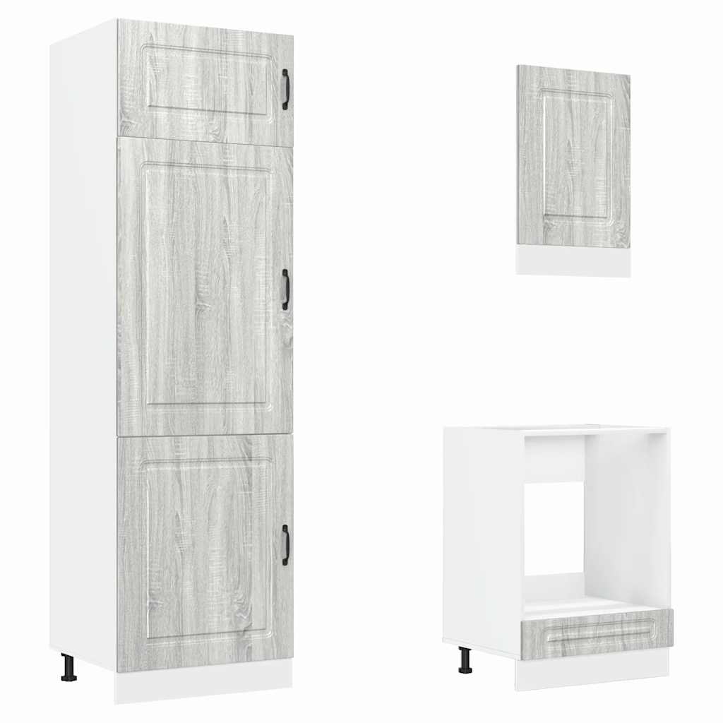 7 dele køkkenskabssæt Kalmar grå sonoma-eg konstrueret træ