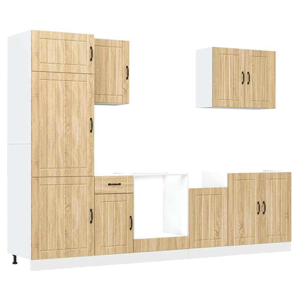 7 dele køkkenskabssæt Lucca sonoma-eg konstrueret træ