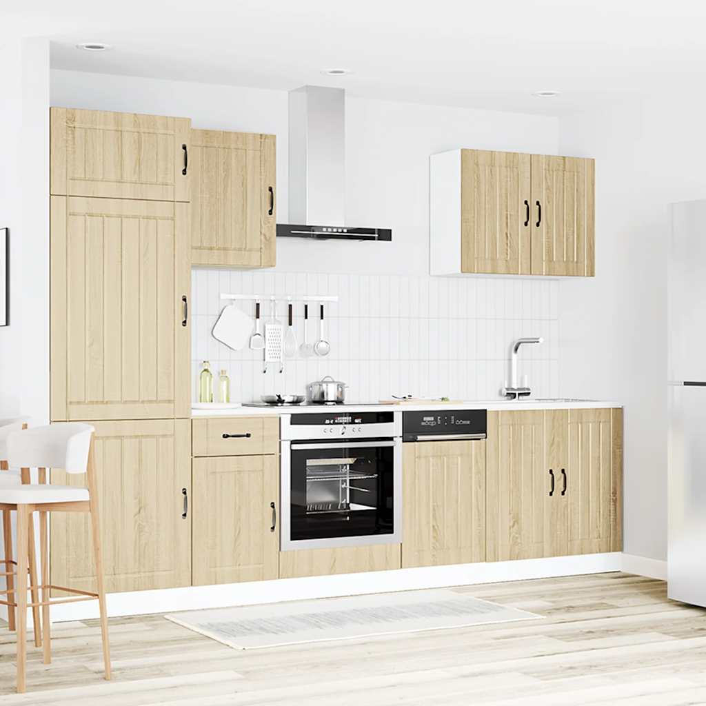 7 dele køkkenskabssæt Lucca sonoma-eg konstrueret træ