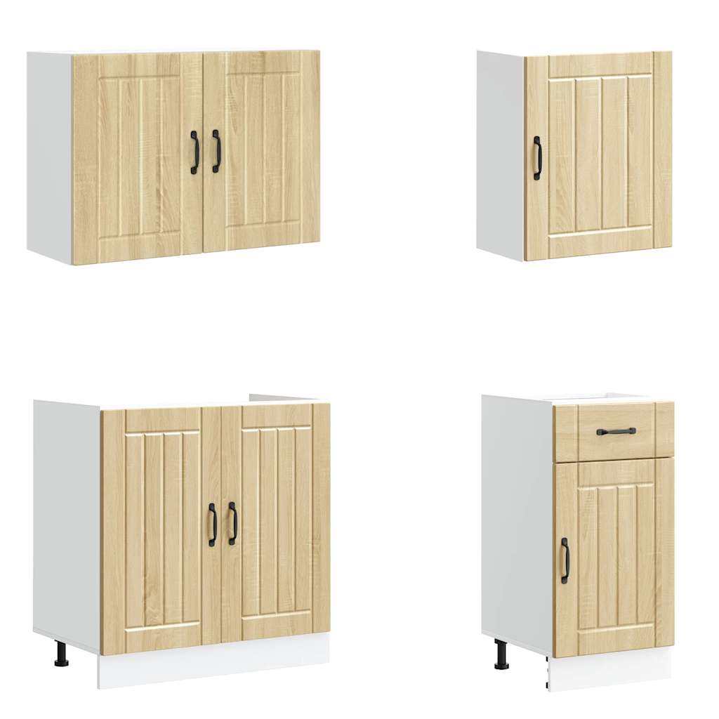 7 dele køkkenskabssæt Lucca sonoma-eg konstrueret træ