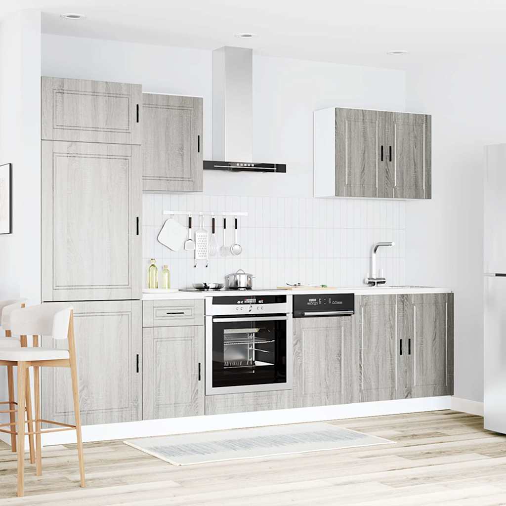 7-delt køkkenskabssæt "Porto" grå Sonoma konstrueret træ