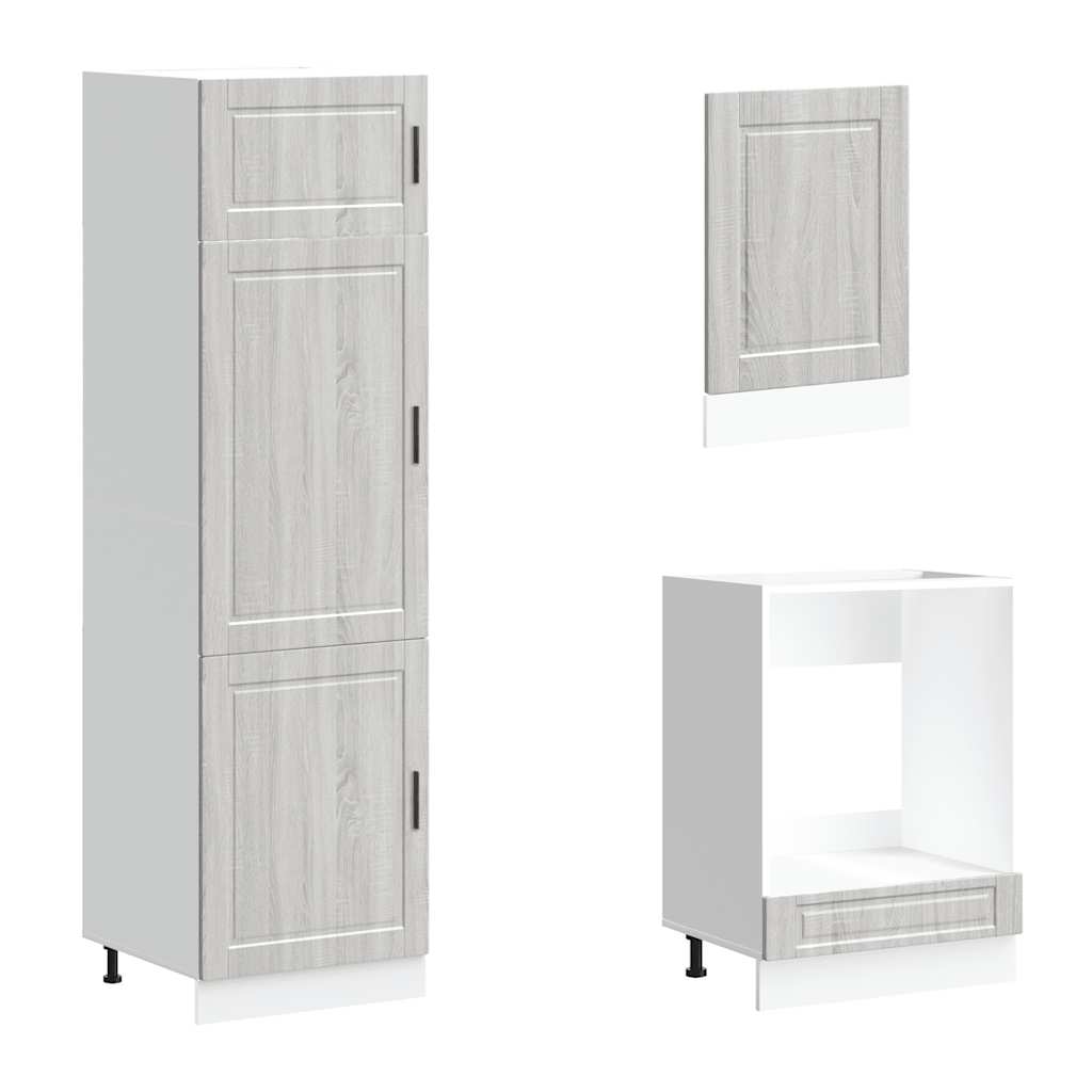 7-delt køkkenskabssæt "Porto" grå Sonoma konstrueret træ