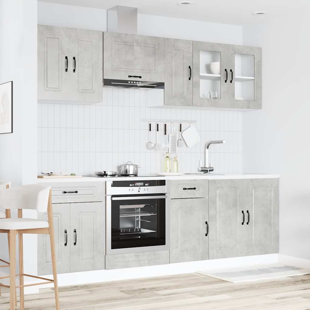 8 dele køkkenskabssæt Kalmar beton grå konstrueret træ