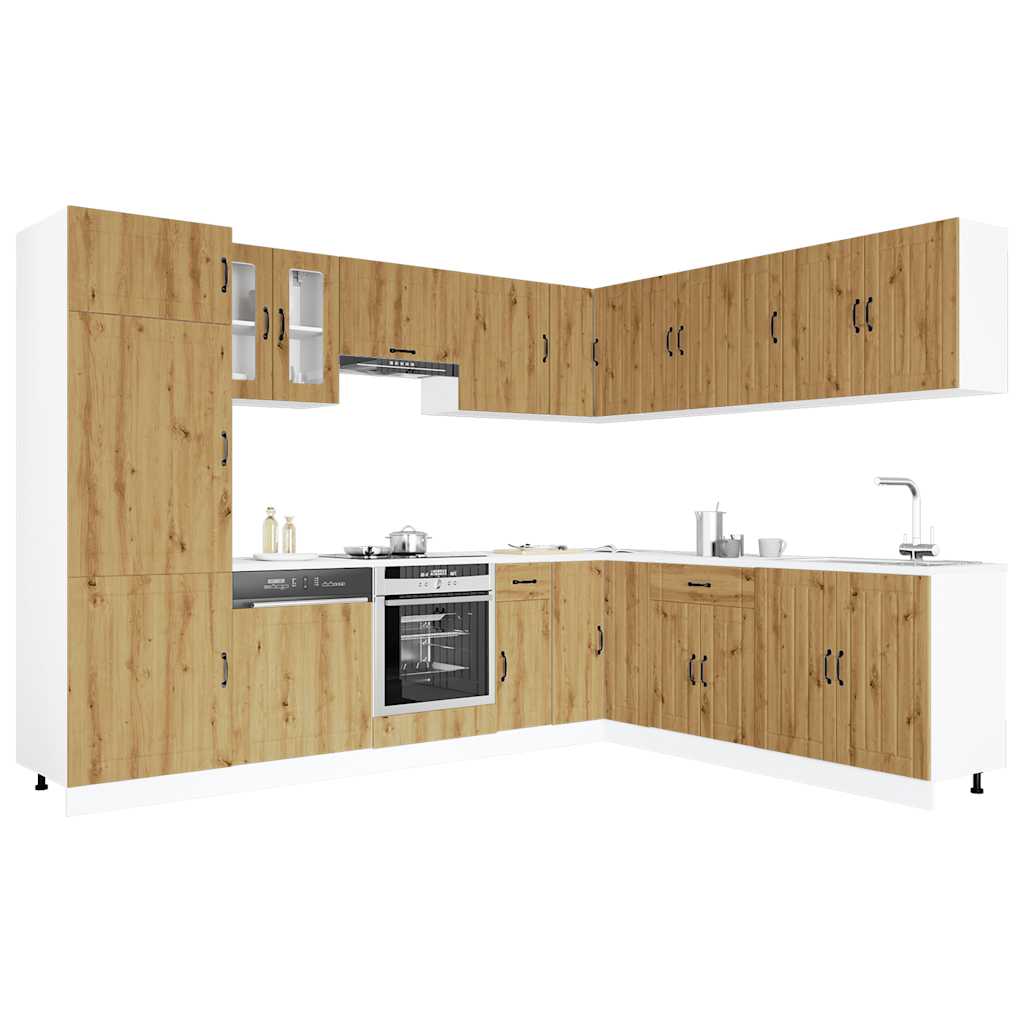 14-delt køkkenskabssæt "Lucca" egetræsfarvet konstrueret træ billede