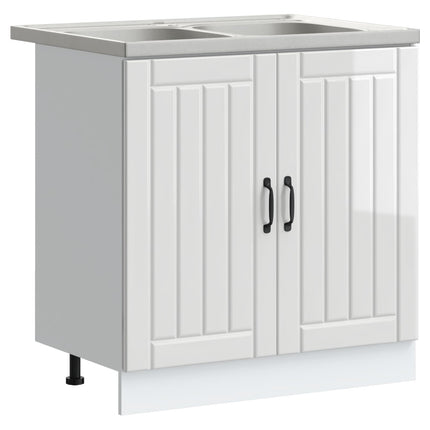 Vaskeskabsbase Lucca 2 pcs Høj gloss hvid Konstrueret træ