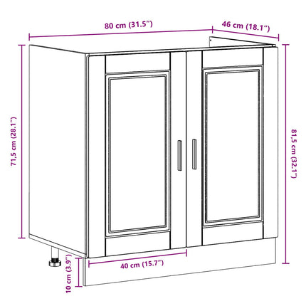 Vaskeskabsbase Porto 2 stk. Brun 80 x 46 x 81,5 cm