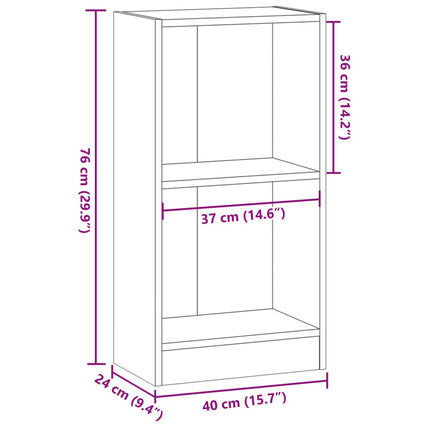 bogreol 40x24x76 cm konstrueret træ brun egetræsfarve