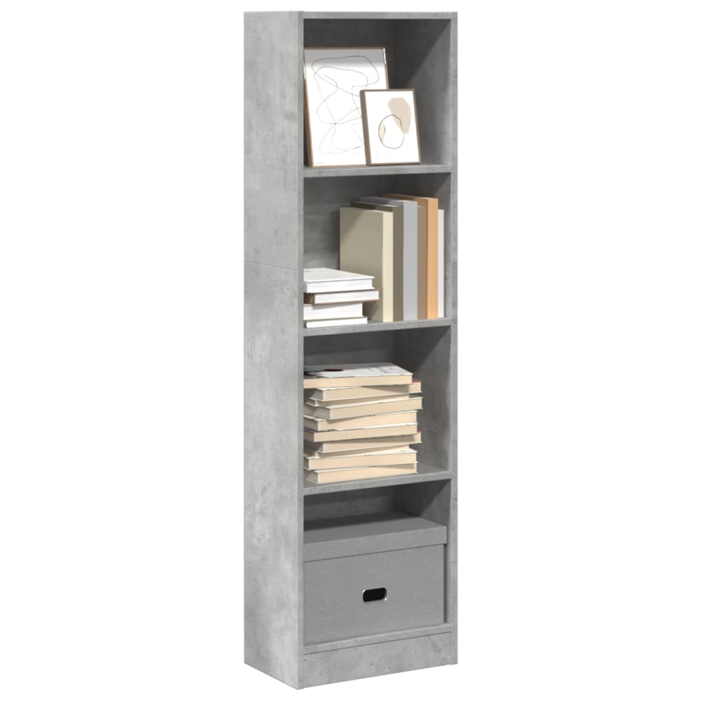 Bogreol 60X24X Konstrueret Træ Hvid Betongrå - 40 cm / 143 cm